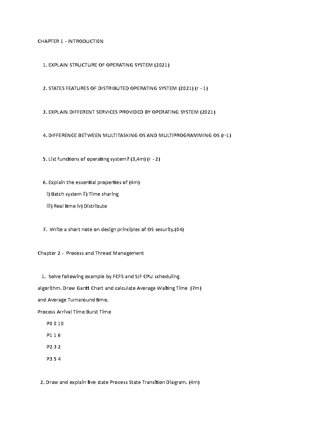 OS Latest 5 Years Question 1 - CHAPTER 1 - INTRODUCTI0N 1. EXPLAIN ...