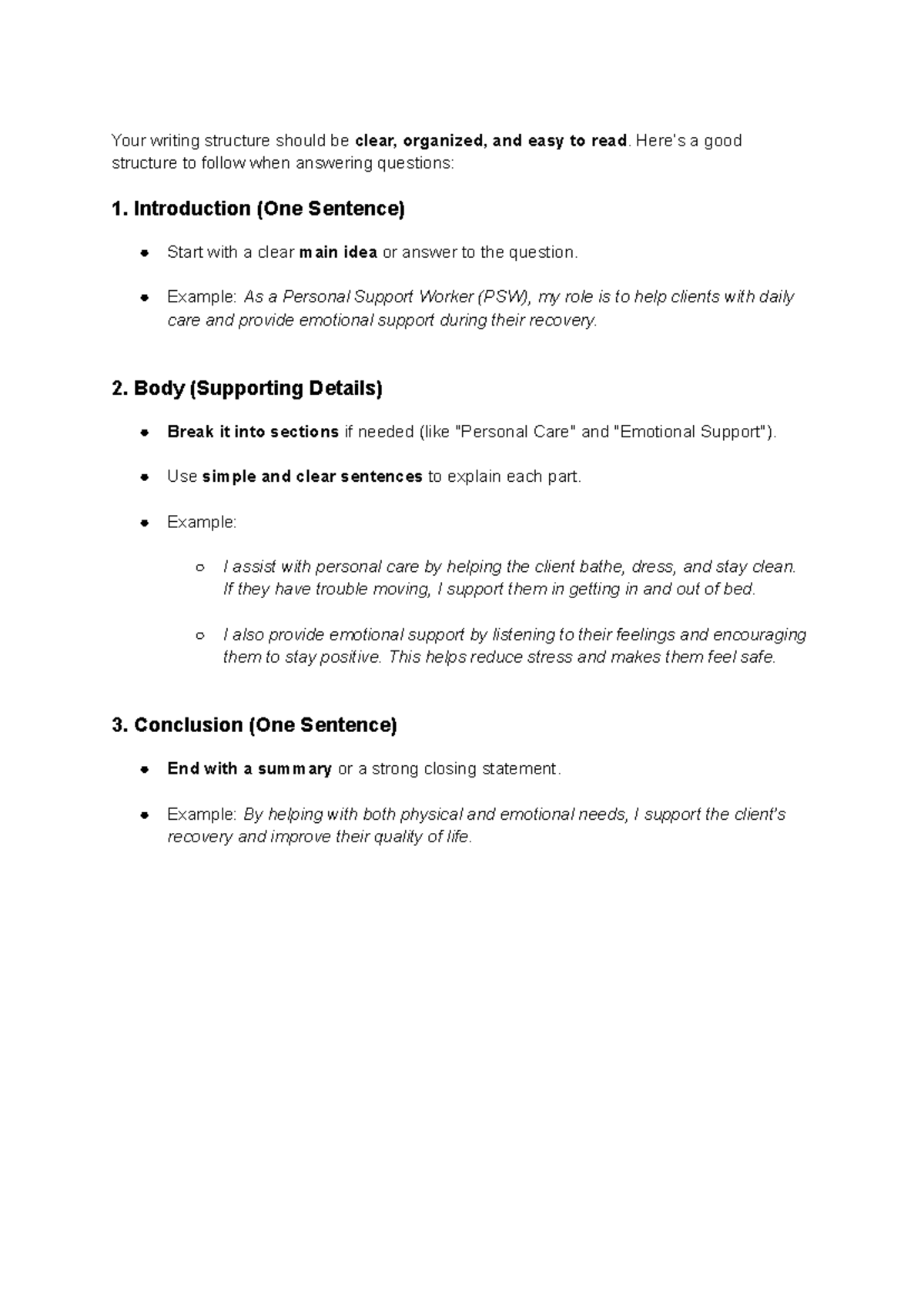 Writing Structure Notes - Your writing structure should be clear ...
