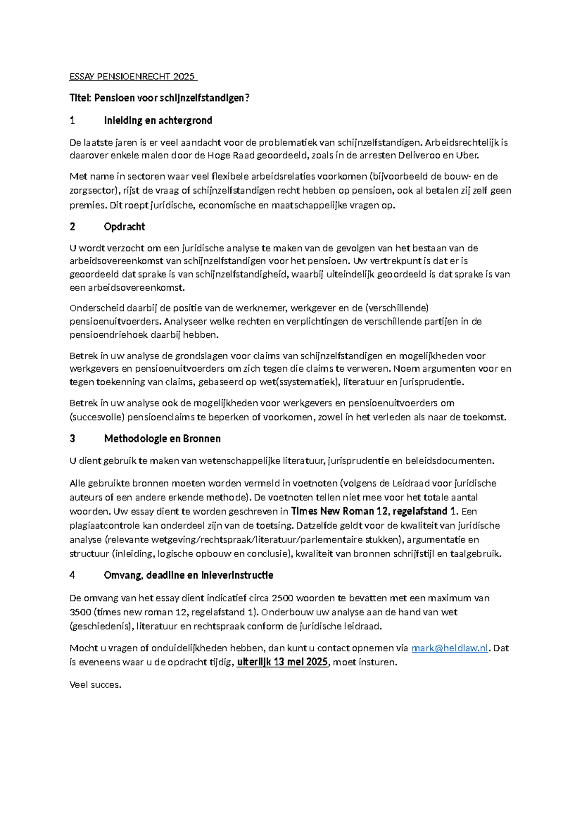 Essay Pensioenrecht 2025: Analyse van Schijnzelfstandigen en ...