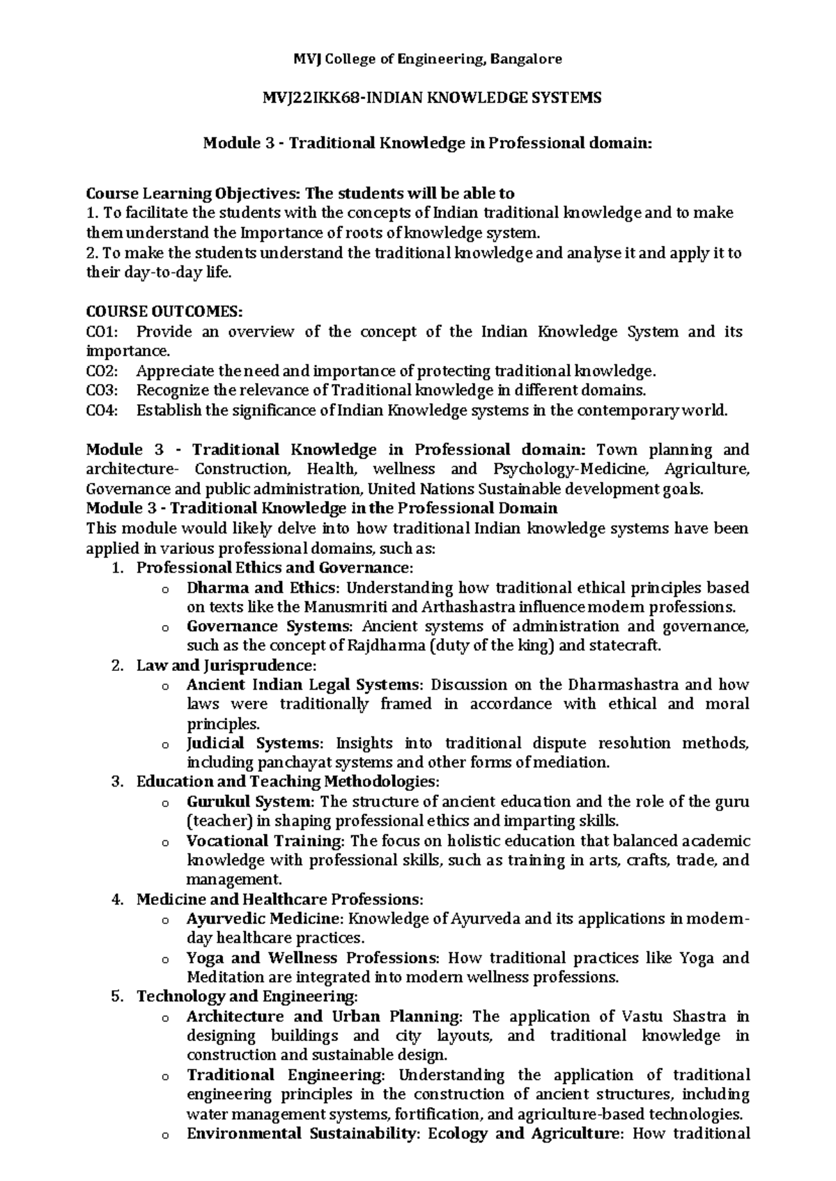 IKS Module 3: Traditional Knowledge in Professional Domains and Applications - Document Preview