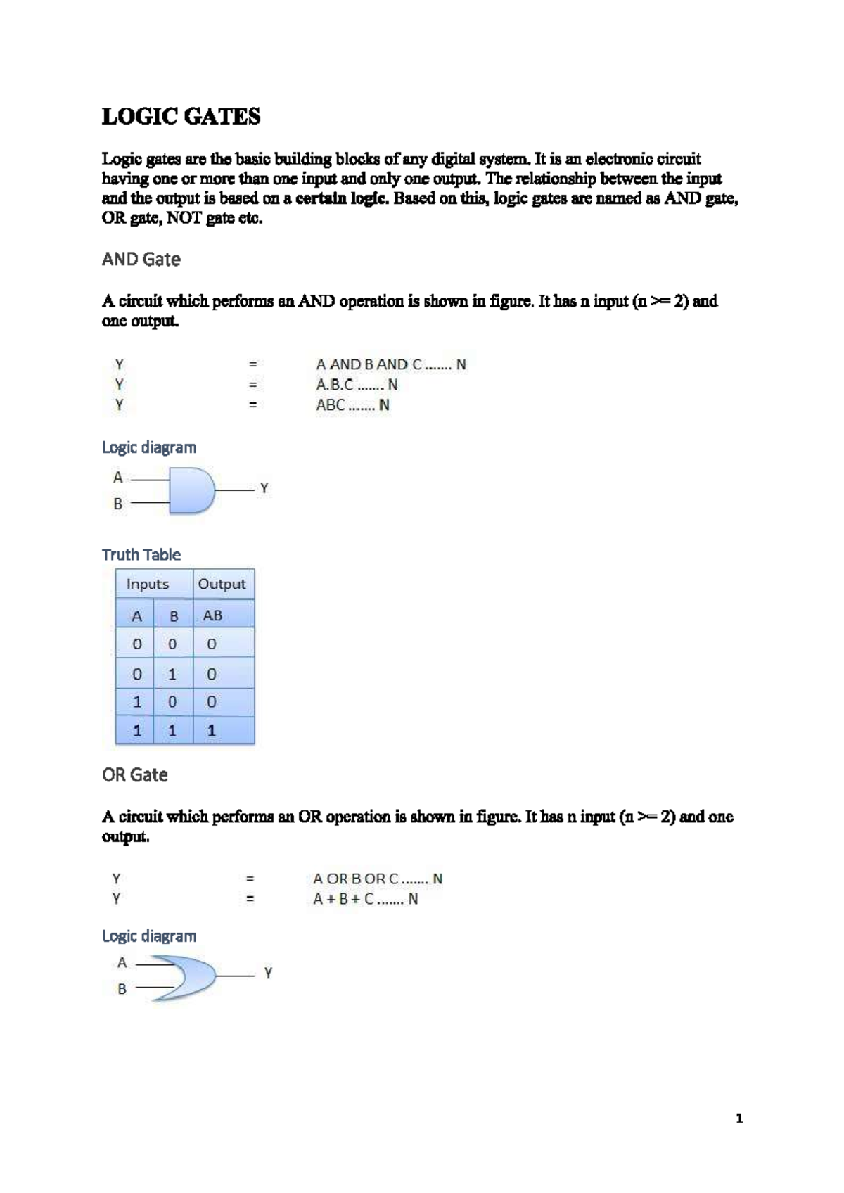 Logic Gates Overview and Truth Tables - Studocu