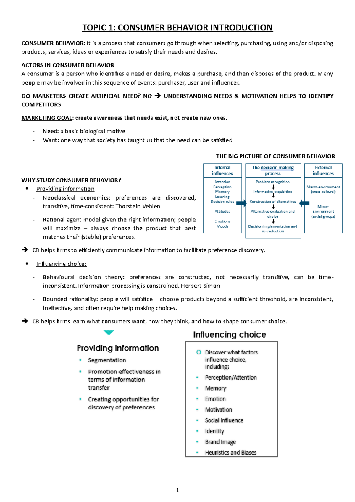 CB Notes - Consumer Behavior Topics 1-5 Summary - Studocu