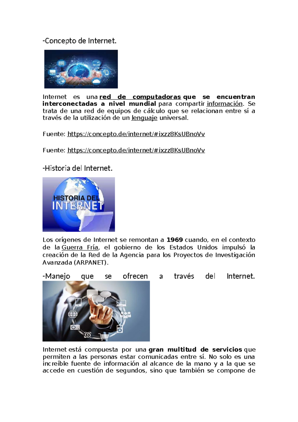 Internet carlos - ayuda -Concepto de Internet. Internet es una red de ...