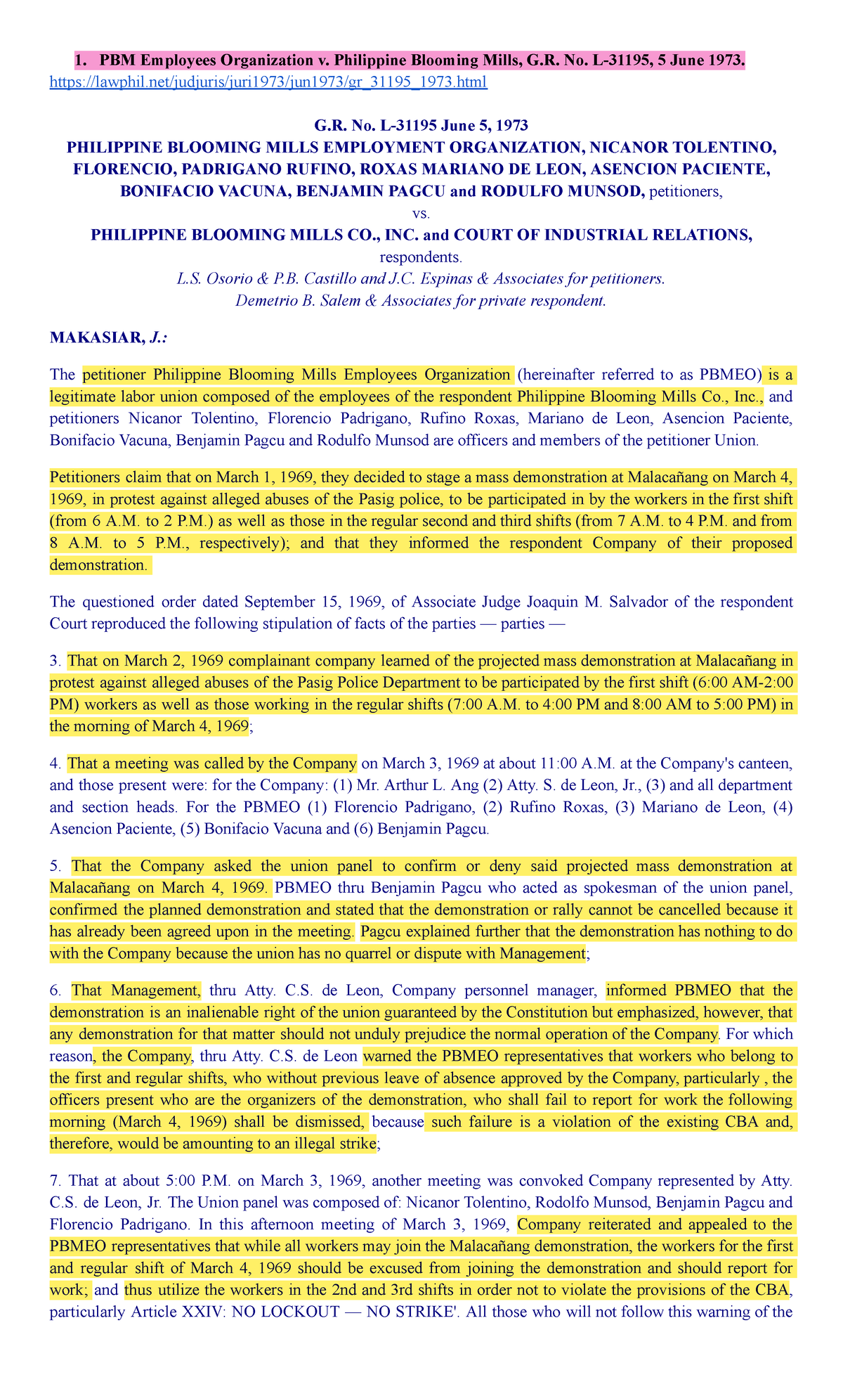 Constitutional Law Case Study: PBM Employees vs. Philippine Blooming ...