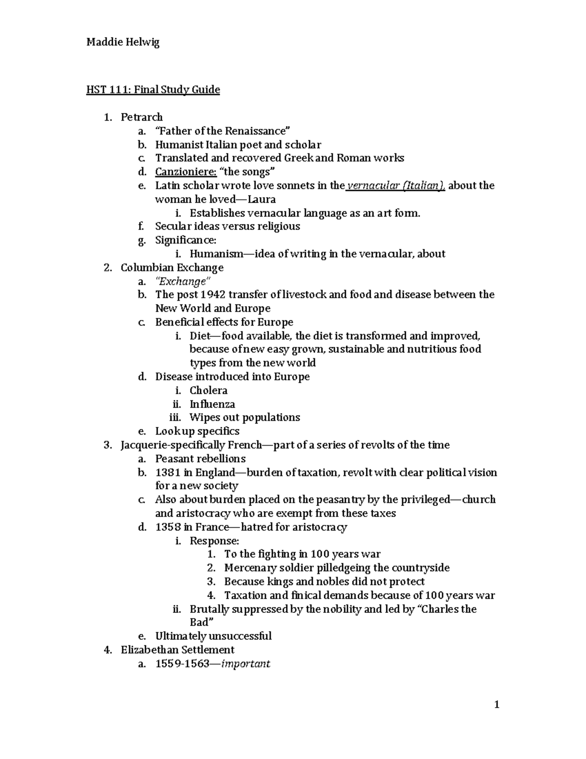 HST 111 Final Exam Study Guide: Key Topics and Themes - Studocu