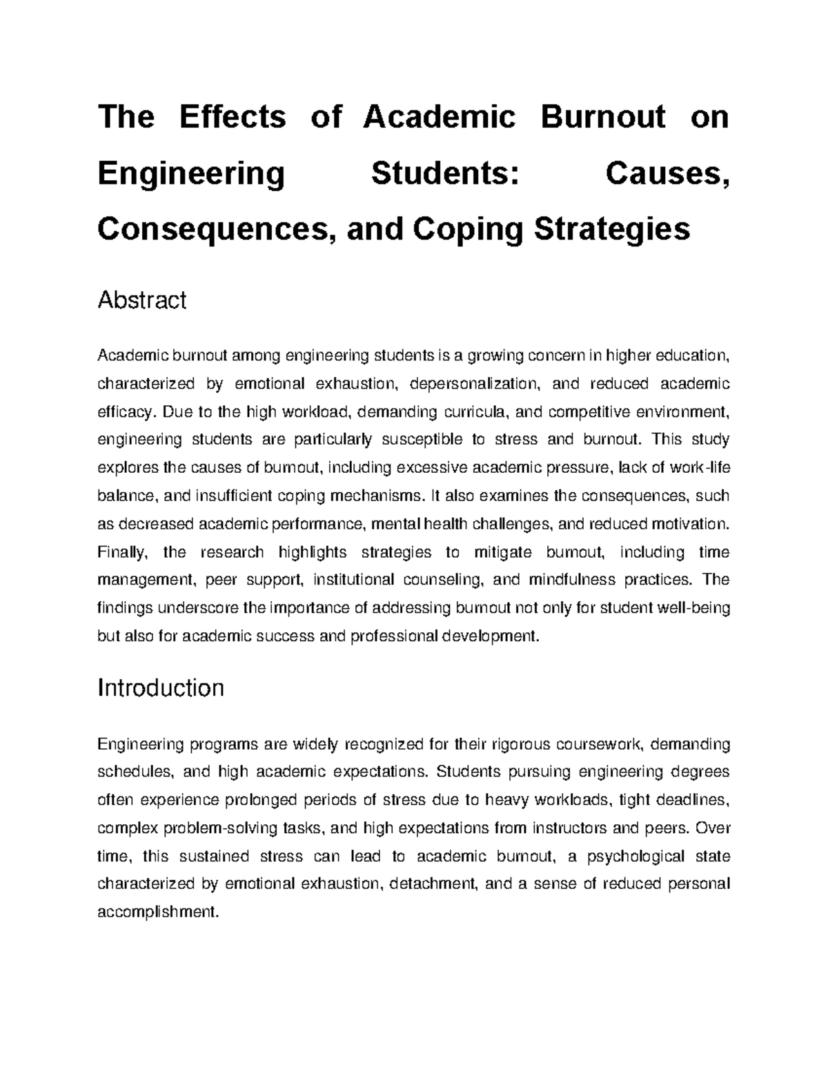 ENGR 101: Academic Burnout in Engineering Students - Causes & Solutions ...