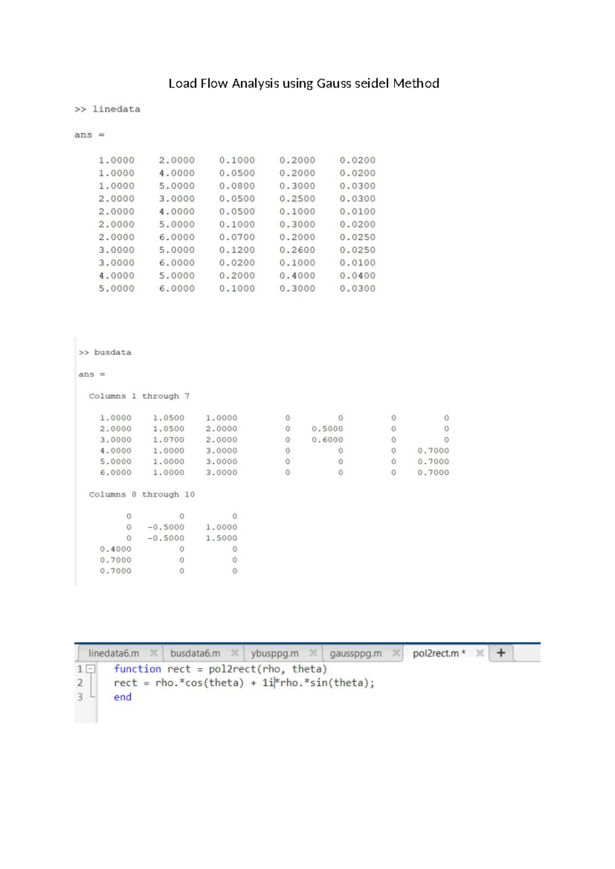 Load Flow Analysis: Gauss-Seidel Method (ENG 301) - Studocu