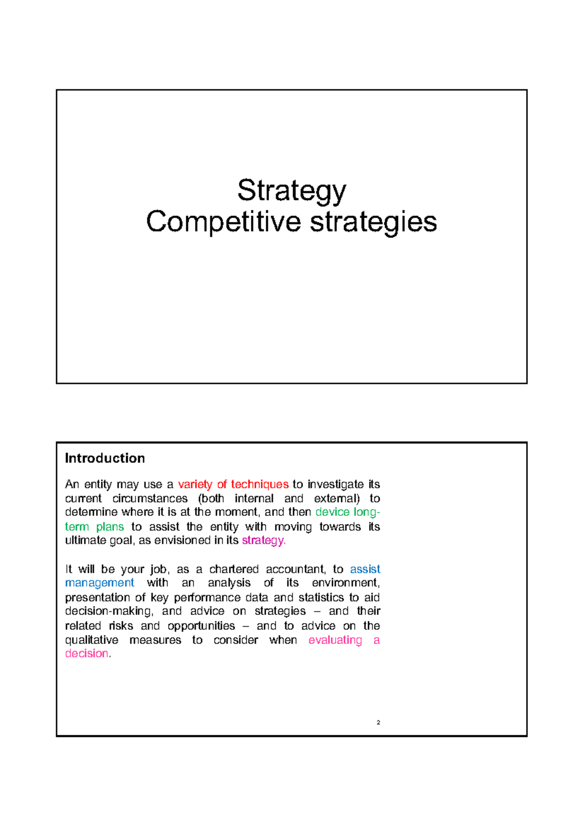 Competitive Strategies Overview - Studocu