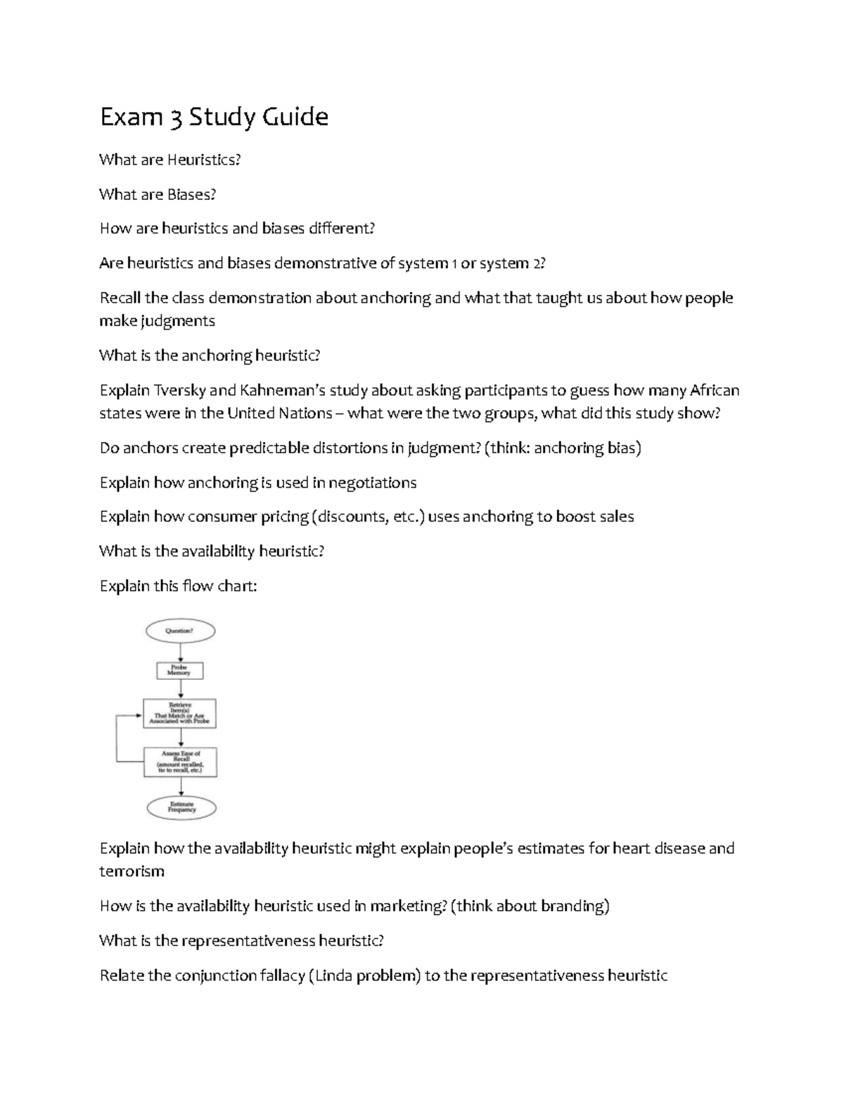 Psychology 101 Exam 3 Study Guide: Heuristics and Biases - Studocu