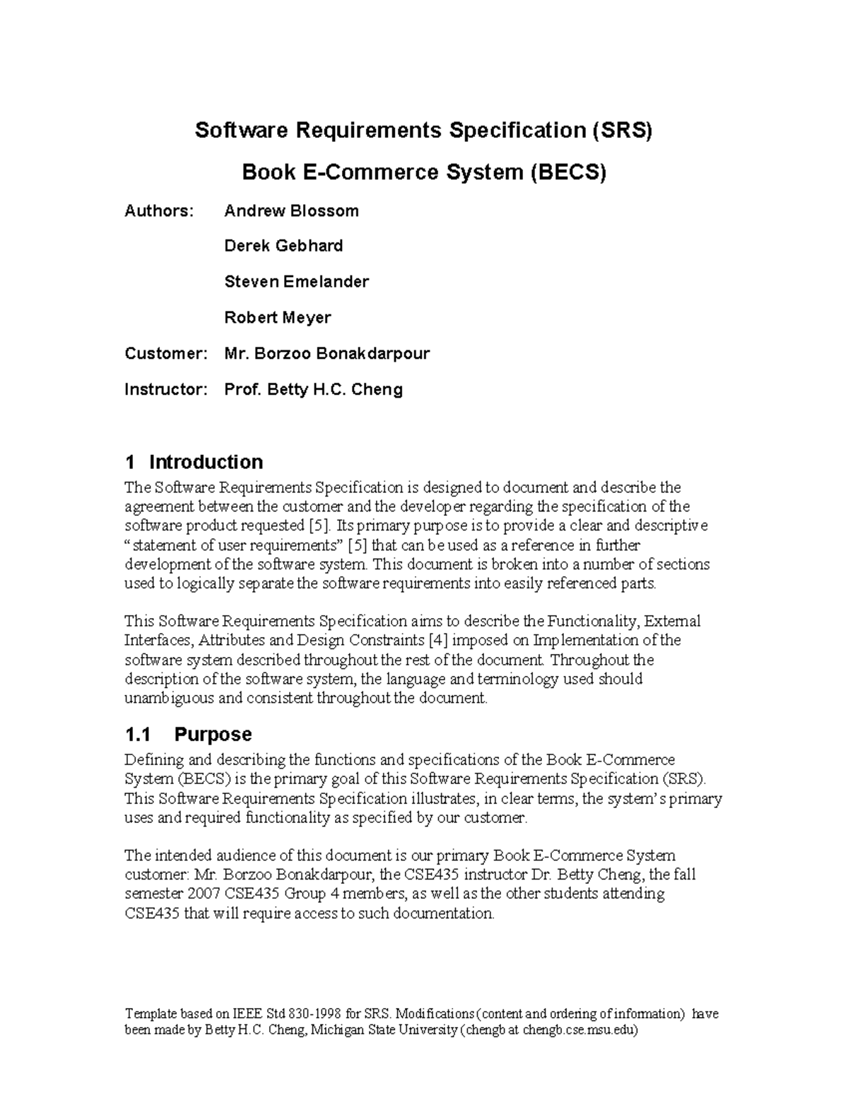SRS-BECS-2007 - Software Requirements Specification (SRS) Book E ...