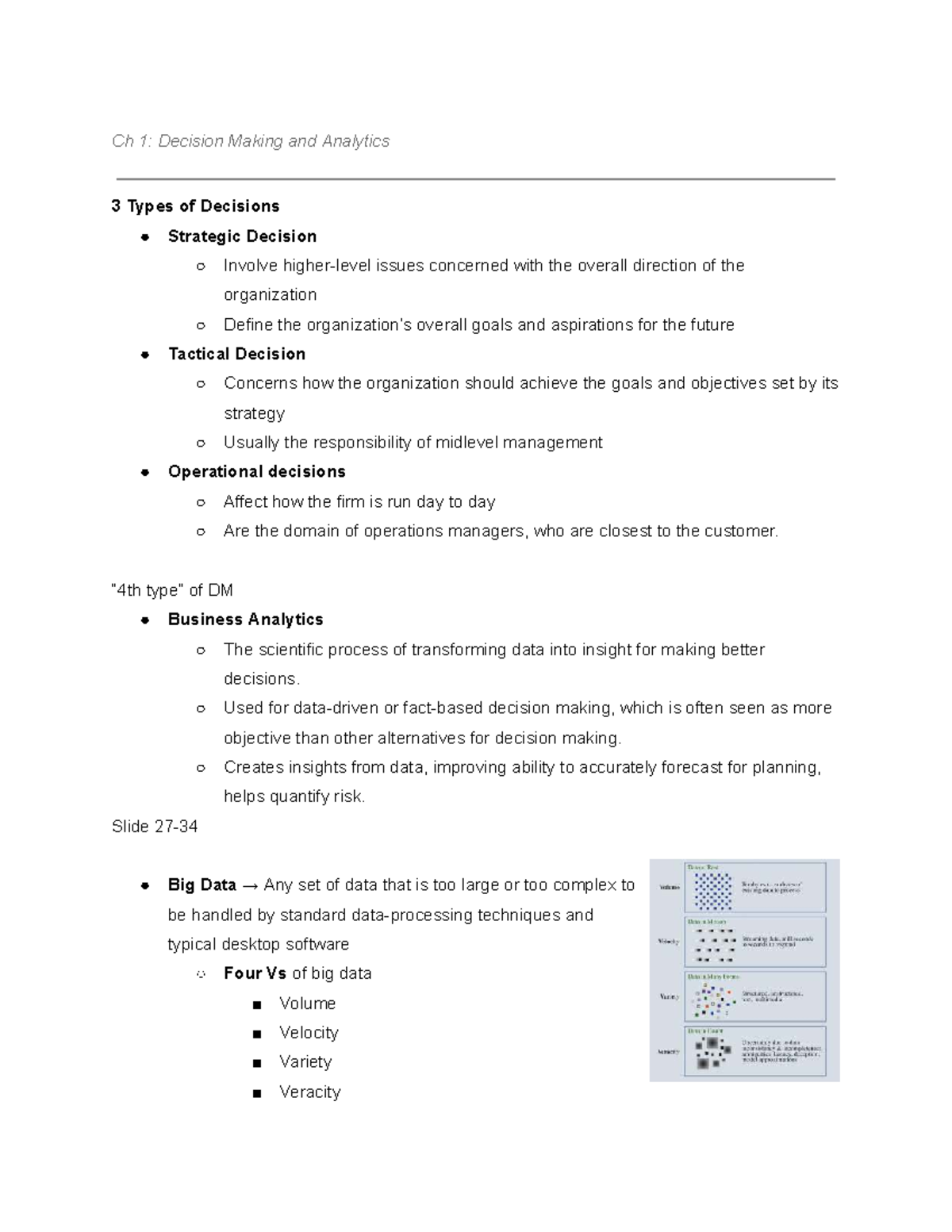 Lecture Notes on Decision Making & Analytics (2DA3) - Studocu