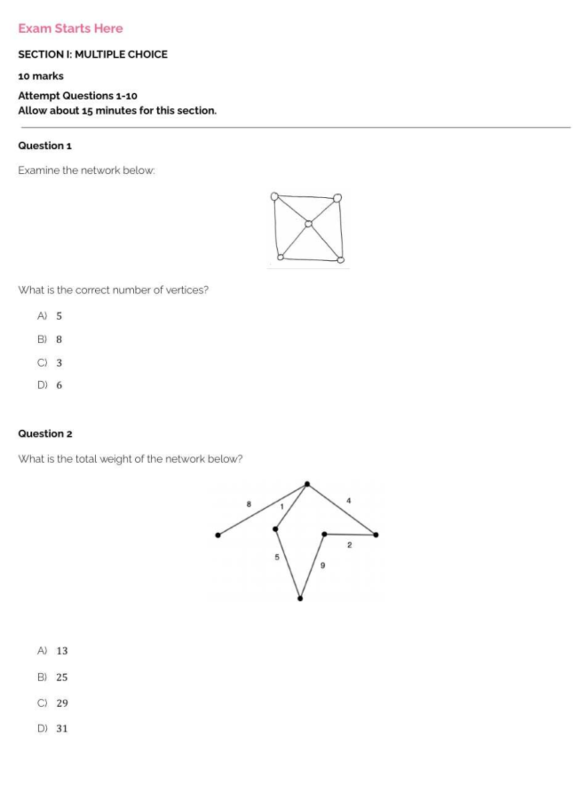 Network Practice Questions: Exam Prep for Course Code EXM101 - Studocu