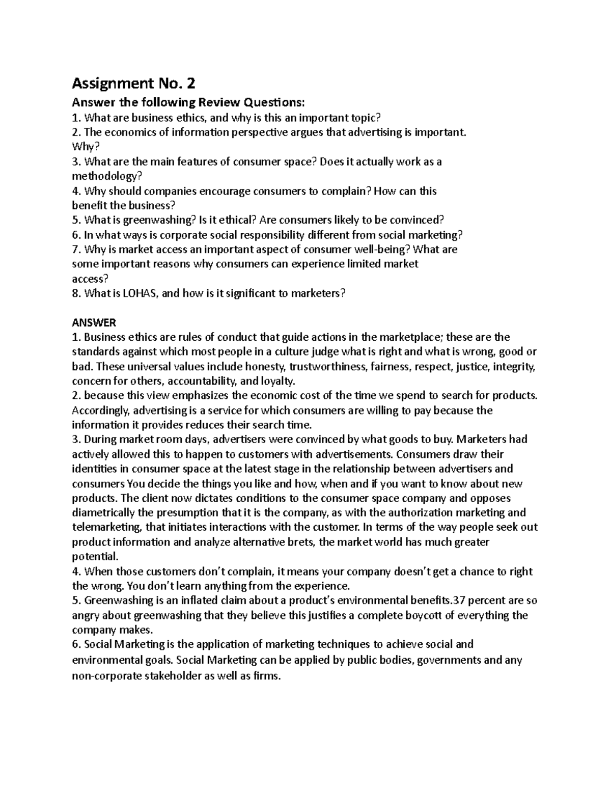 Tumala 2 - about human behavior - Assignment No. 2 Answer the following ...