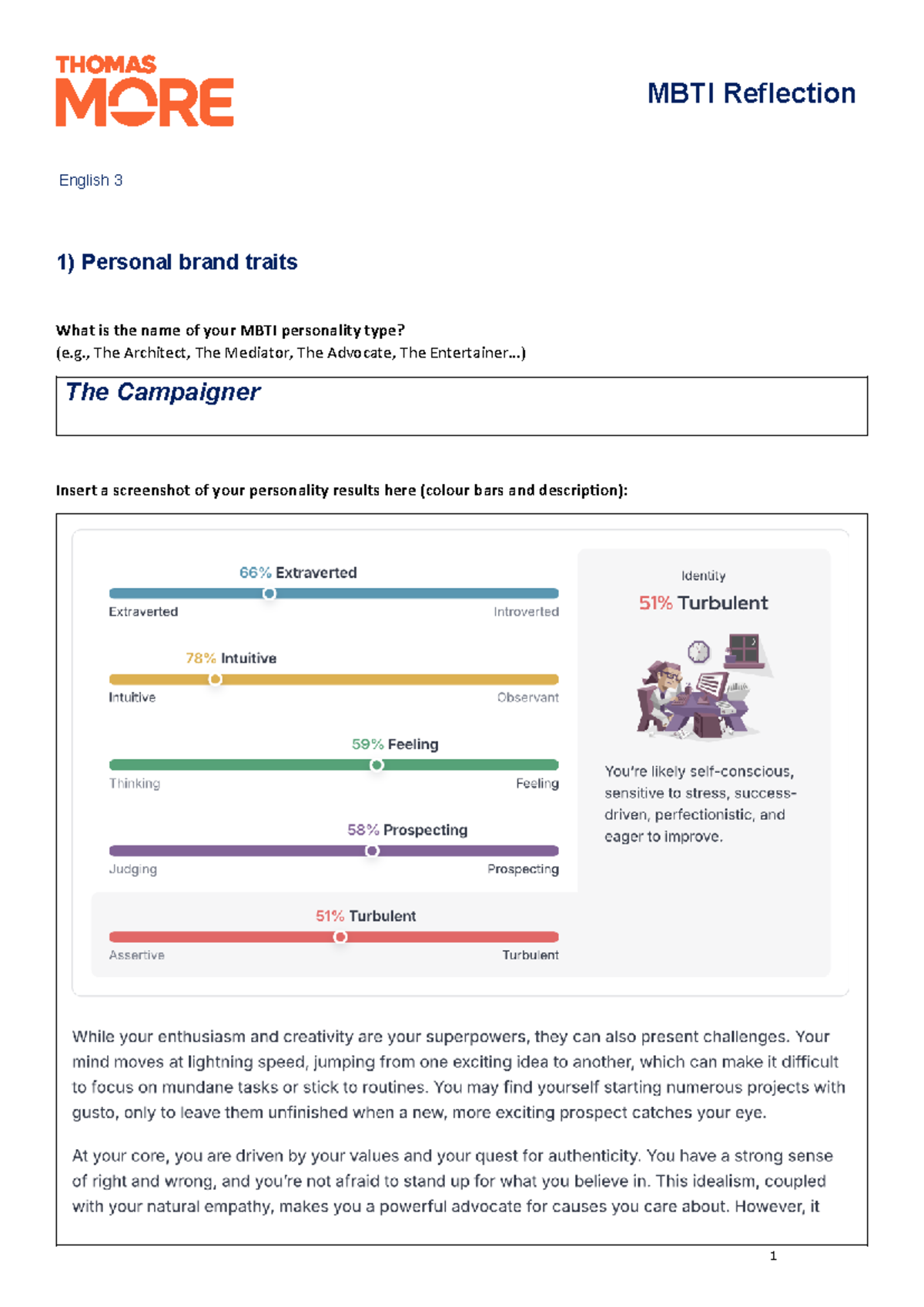 MBTI Reflection Assignment 7 Prepwork: Personal Brand Insights - Studocu