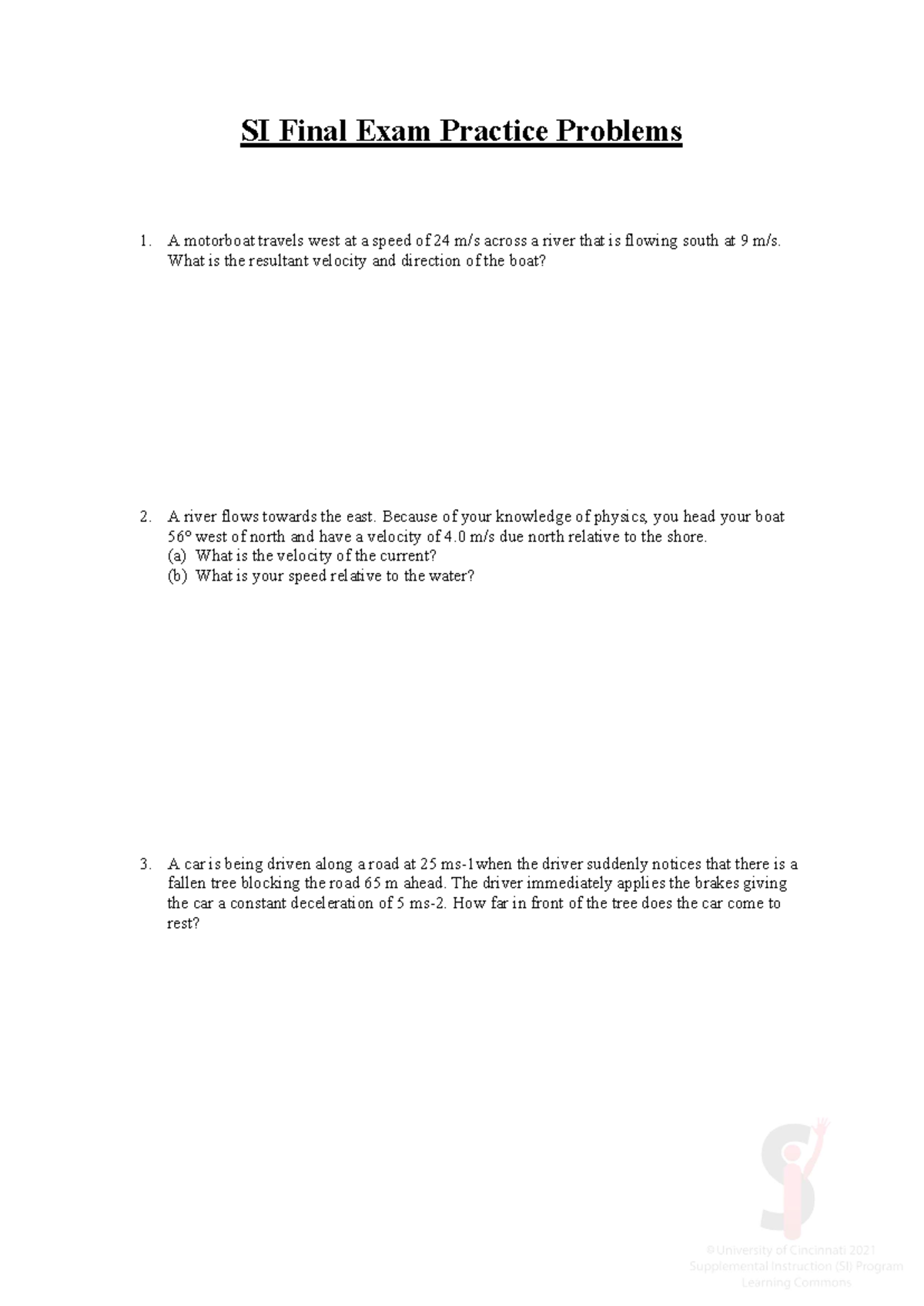 Final Exam Practice Problems for Physics 1051: Comprehensive Review - Document Preview