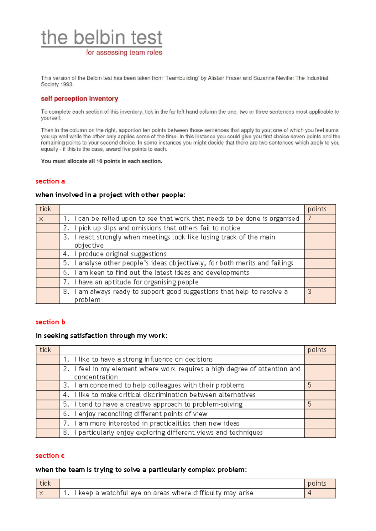 Belbin Team Roles Test Analysis for Sts: Insights & Reflections - Studocu