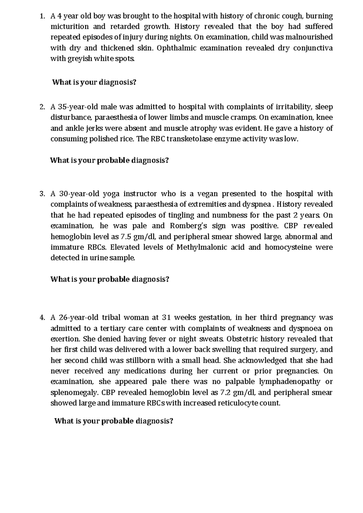 3RD Internal Clinical Case Studies, Lab Interpretations, OSPE - Studocu