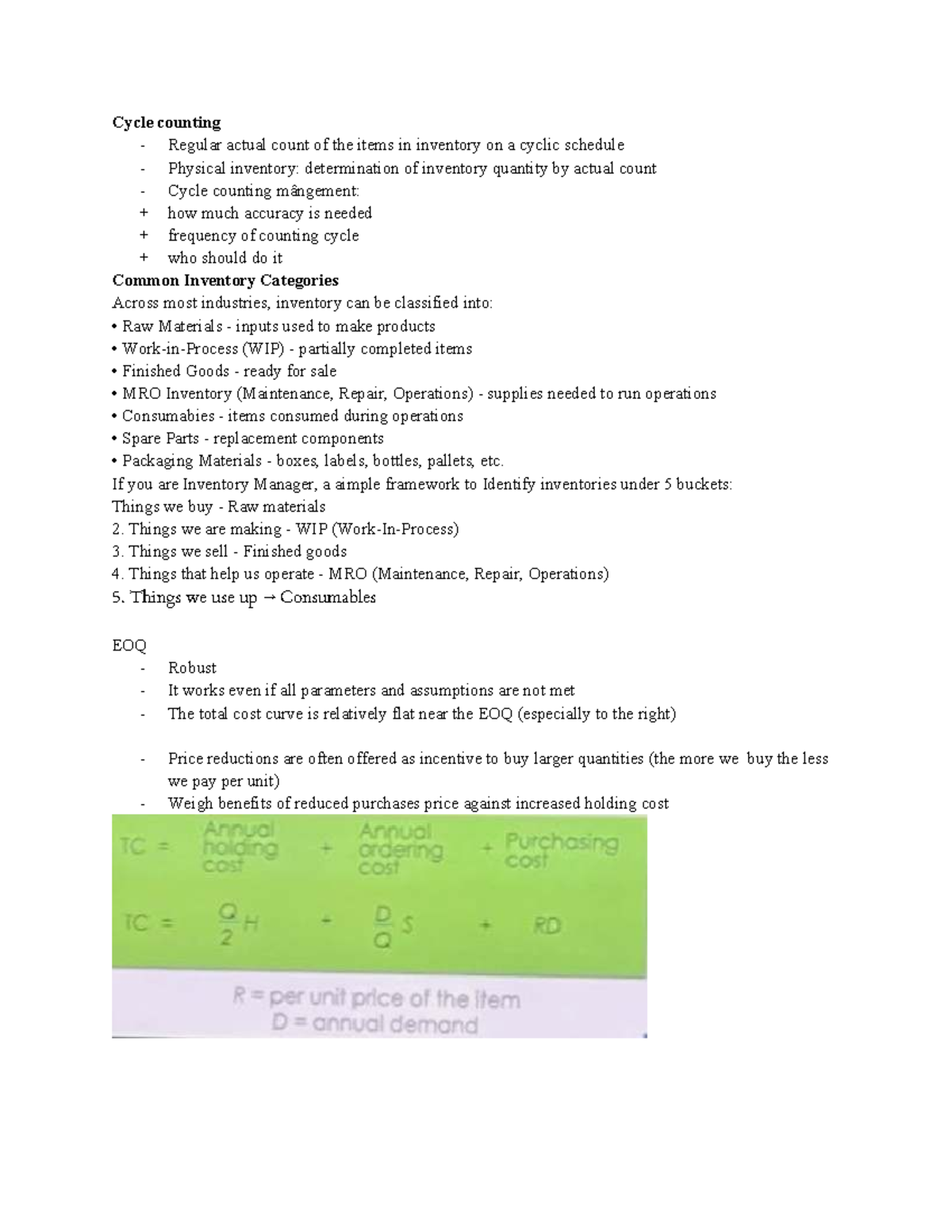 OM 29 5 - Cycle Counting and Inventory Management Notes - Studocu