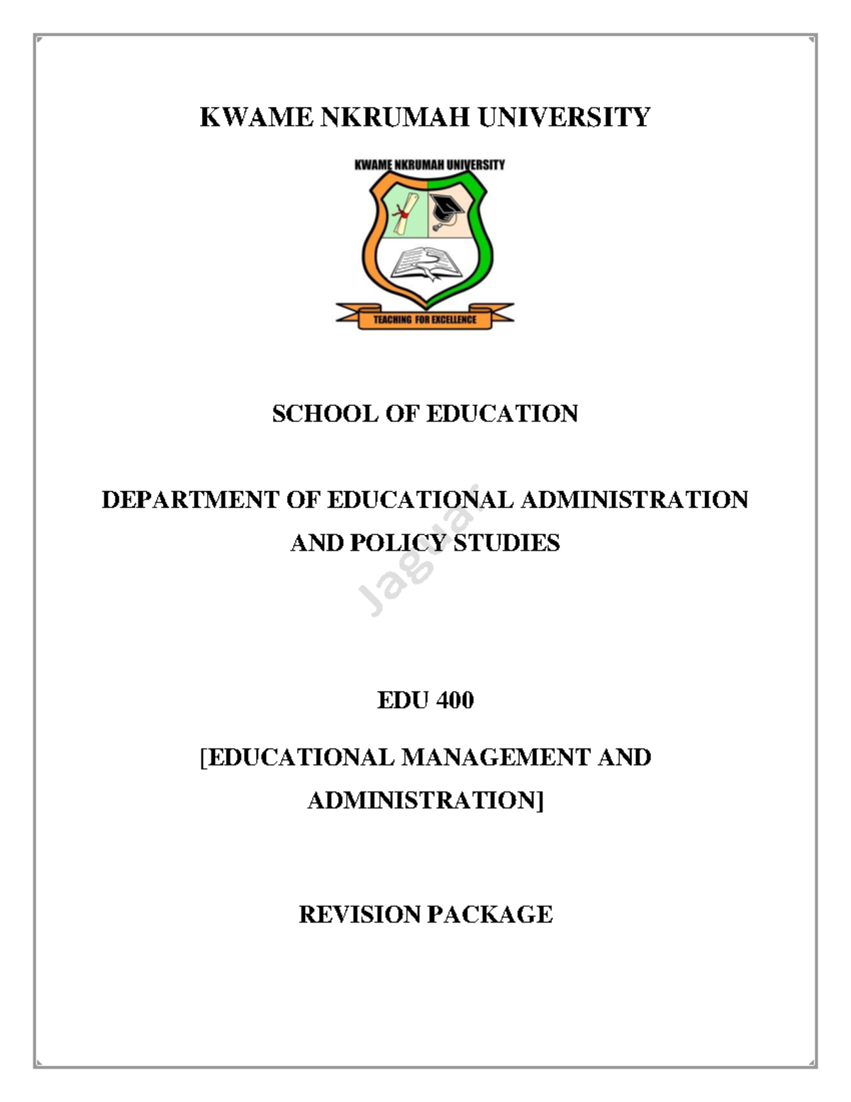 EDU 400 Management Revision Package for 2023 Final Exam - Studocu