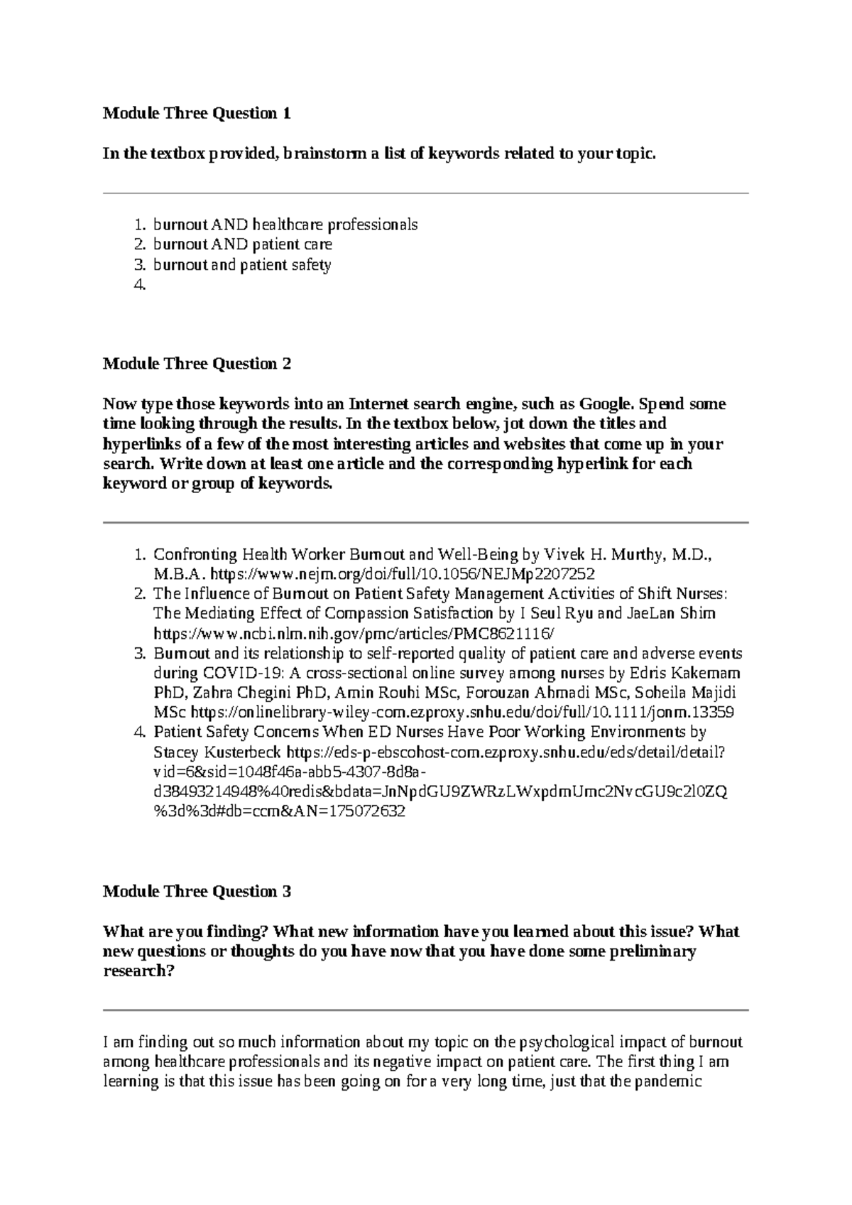 SCS 200 Applied Social Sciences Module Three Responses on Healthcare ...
