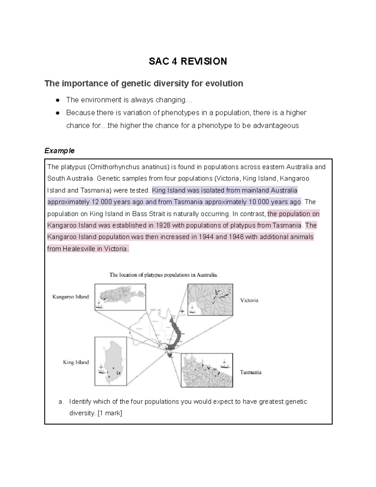 SAC 4 Revision: Genetic Diversity and Evolution Insights - Studocu