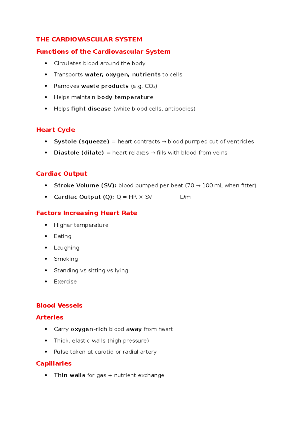 HEA 101: Exam Revision Notes on Cardiovascular & Respiratory Systems ...