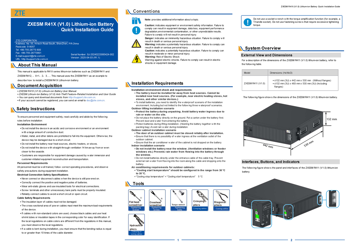 ZXESM R41X (V1.0) Lithium-ion Battery Installation Guide - Studocu