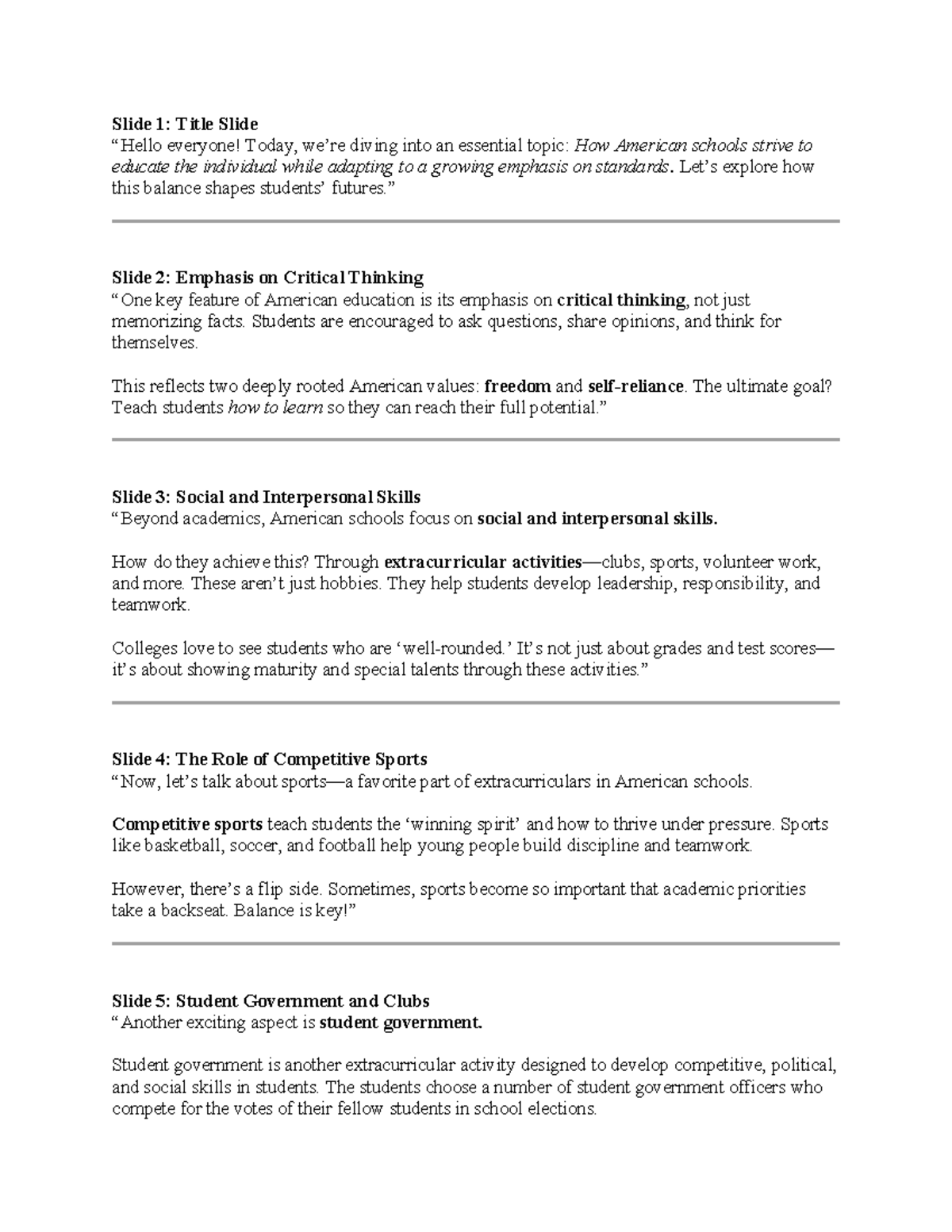 The Standards Movement - Slide 1: Title Slide “Hello everyone! Today ...