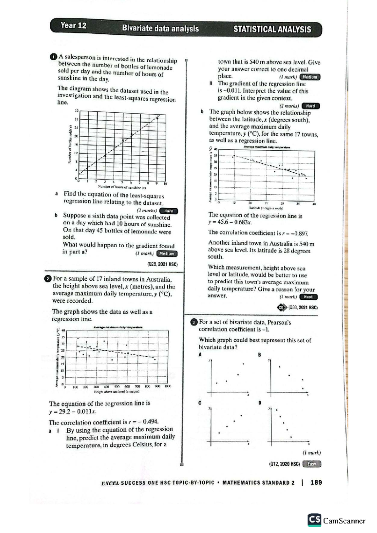 Year 12 Bivariate Data Analysis (STATISTICAL ANALYSIS) - Studocu