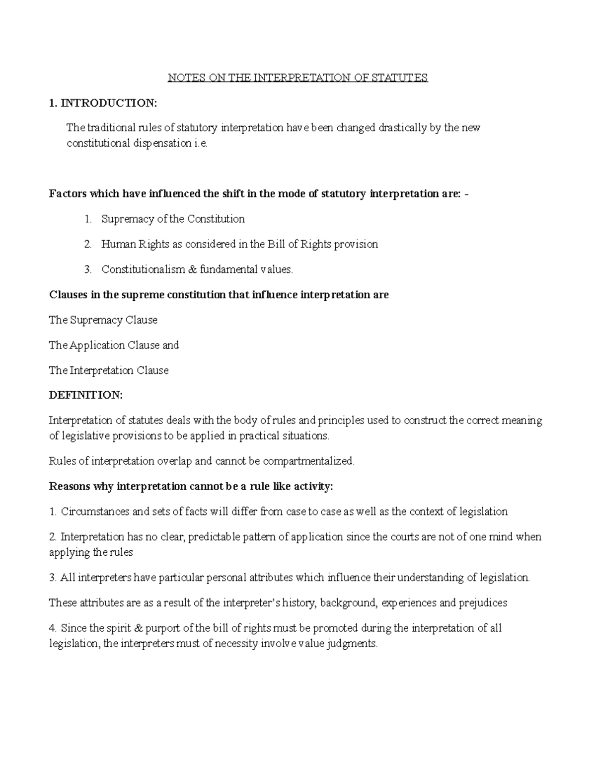Pvl 2601: Comprehensive Notes on Statutory Interpretation Principles ...