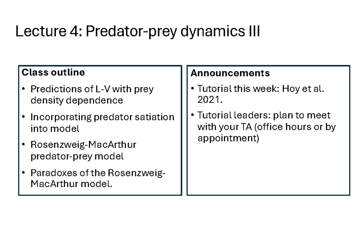 Lecture 4: Predator-prey Dynamics III - Studocu