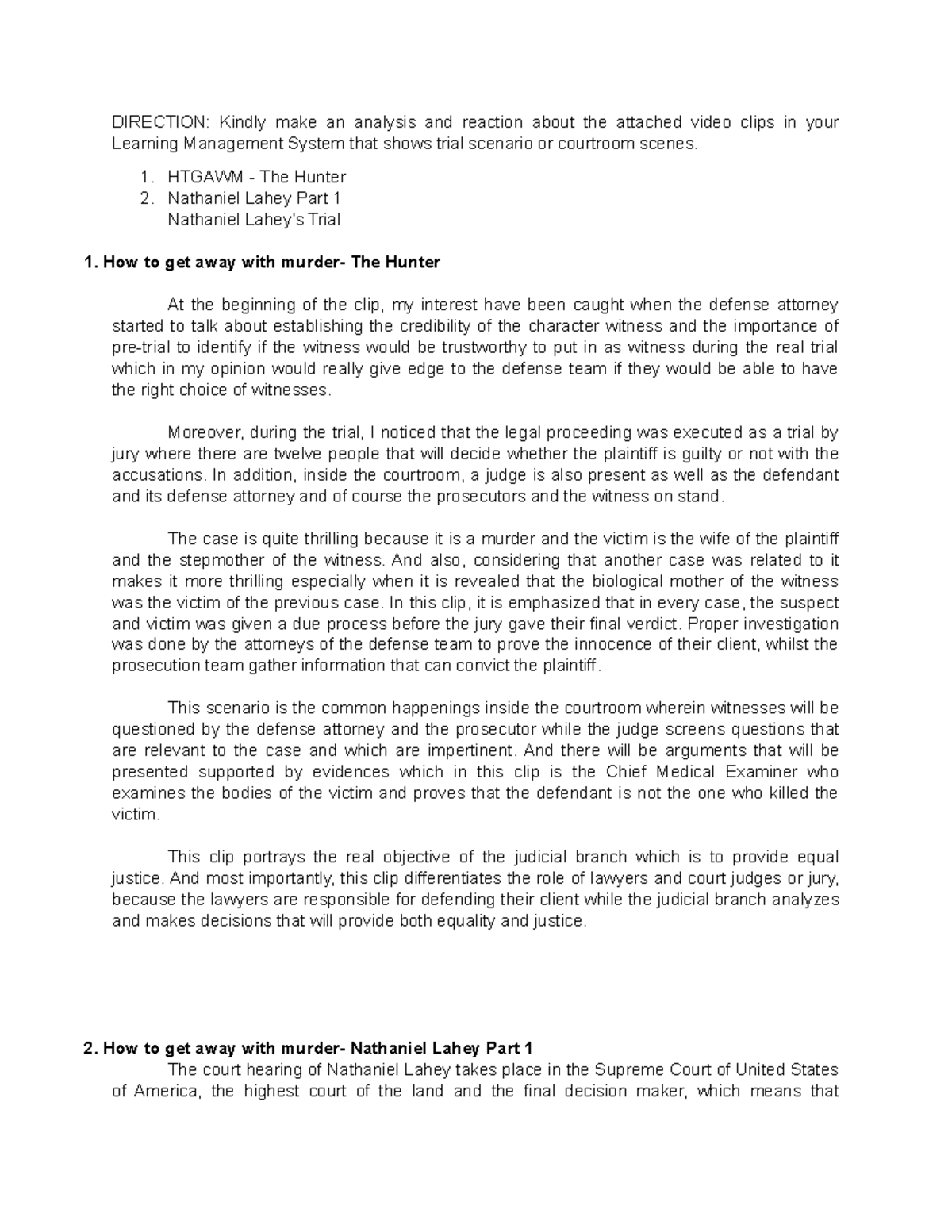 Activity - GE3 - Lecture Notes on Courtroom Trial Analysis - Studocu