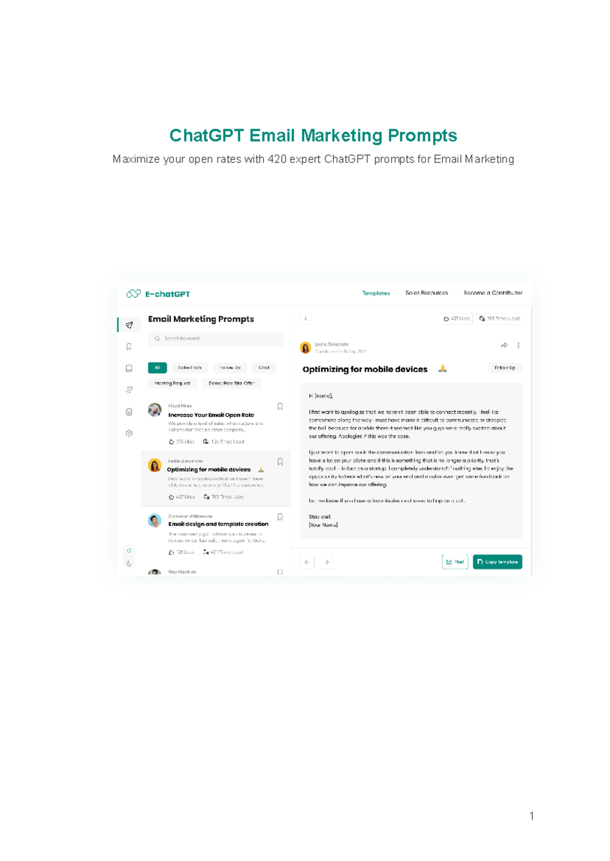 420 - Expert ChatGPT Prompts for Optimizing Email Marketing - Studocu
