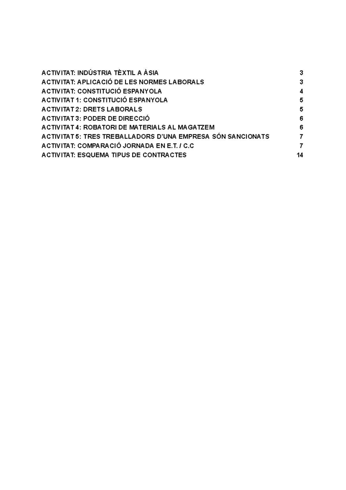 Apunts i Activitats FOL: Indústria Tèxtil, Drets Laborals i Constitució ...