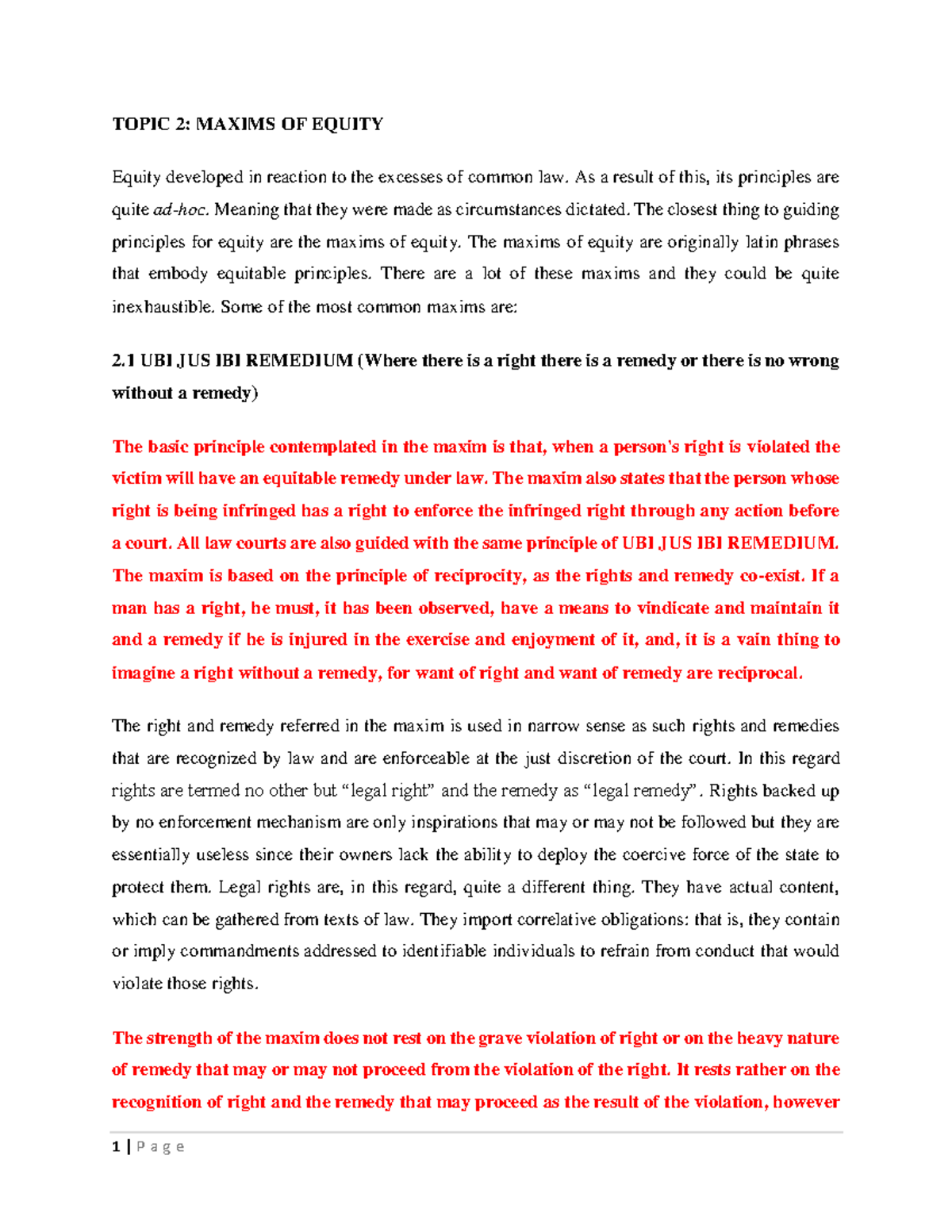 Maxims of Equity: Principles and Applications in Law - Studocu
