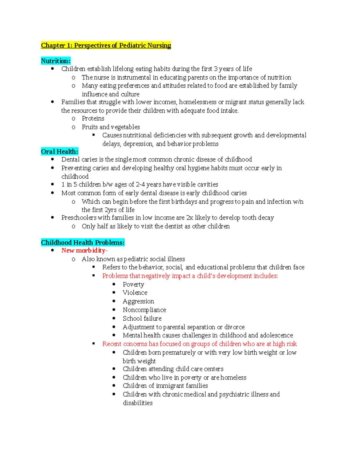 Exam 1 Study Guide chapter 1 2 3 - Chapter 1: Perspectives of Pediatric ...