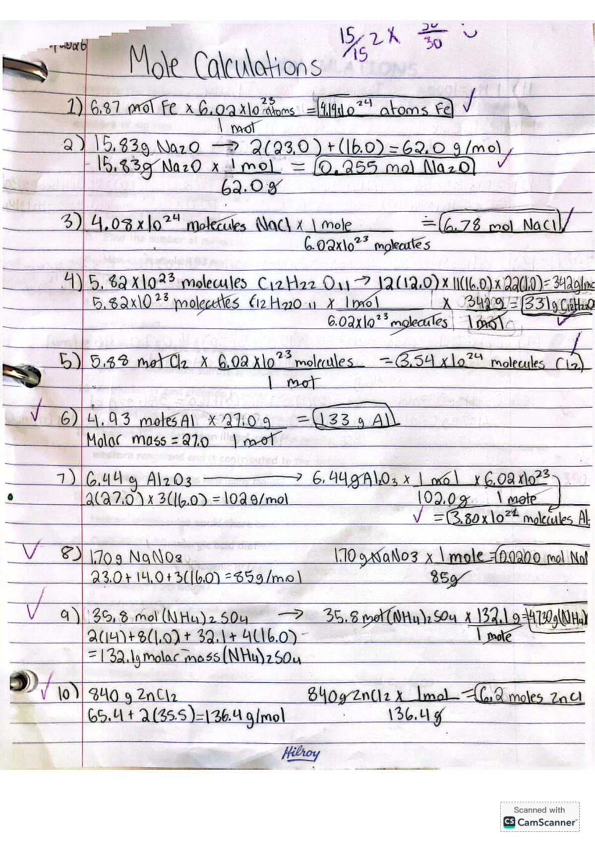 M0\€ Mole Calculations and Correlations - Studocu
