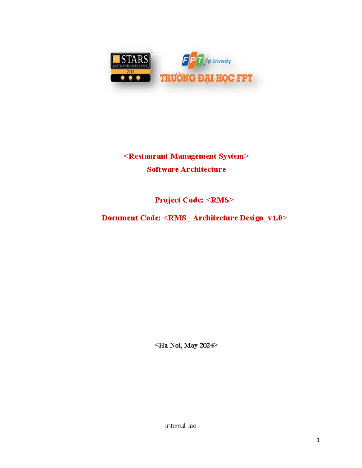 RMS Software Architecture Design Document Version 1 - May 2024 - Studocu