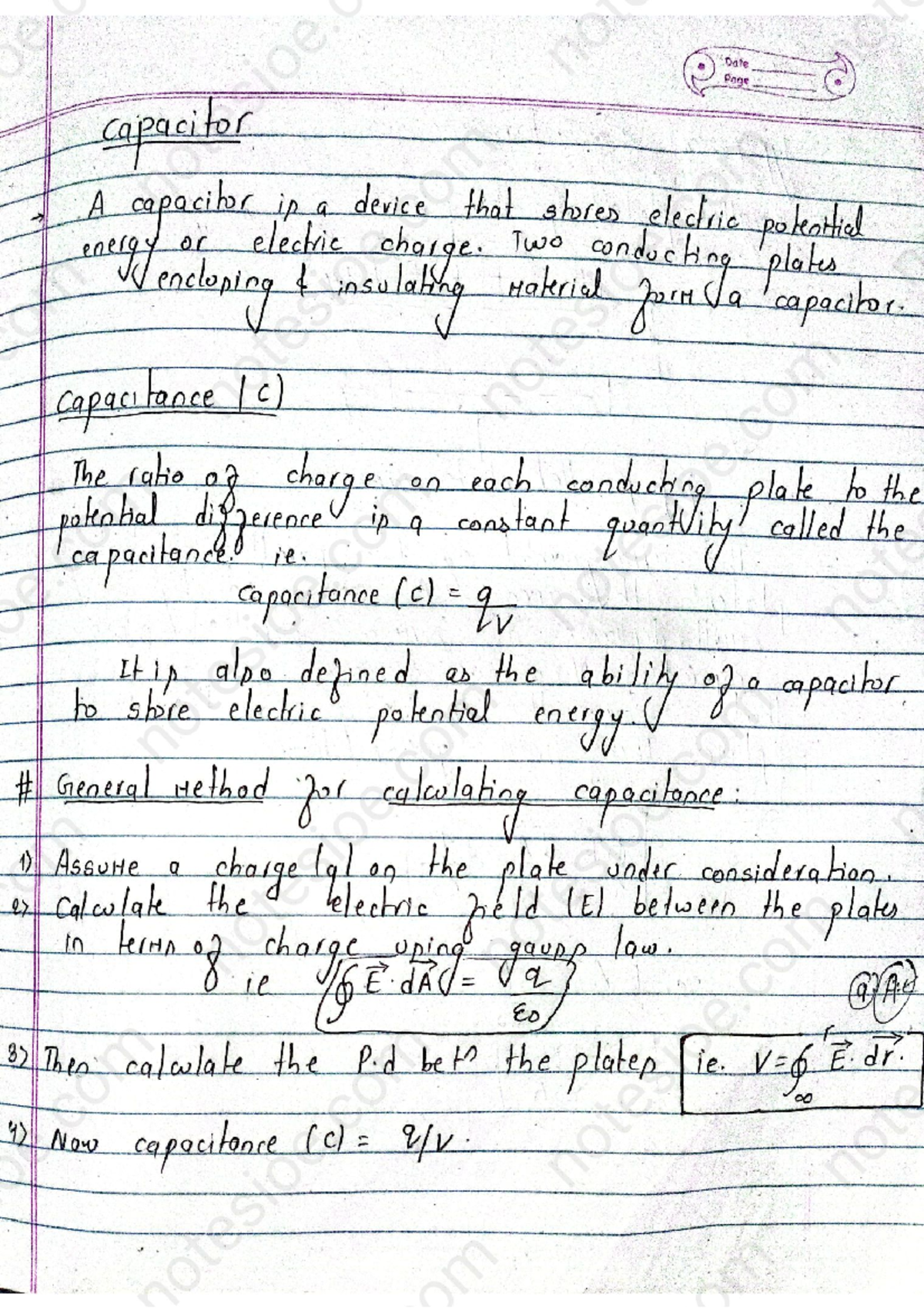 Capacitor Study Notes for Course 3O7 - Studocu