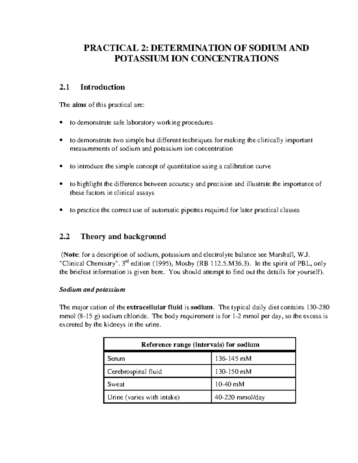 Practical 2 - PRACTICAL 2: DETERMINATION OF SODIUM AND POTASSIUM ION ...