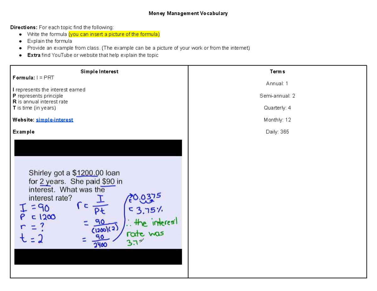 Mod 4 Journal: Money Management Concepts for Math 11107 Spring 2025 ...
