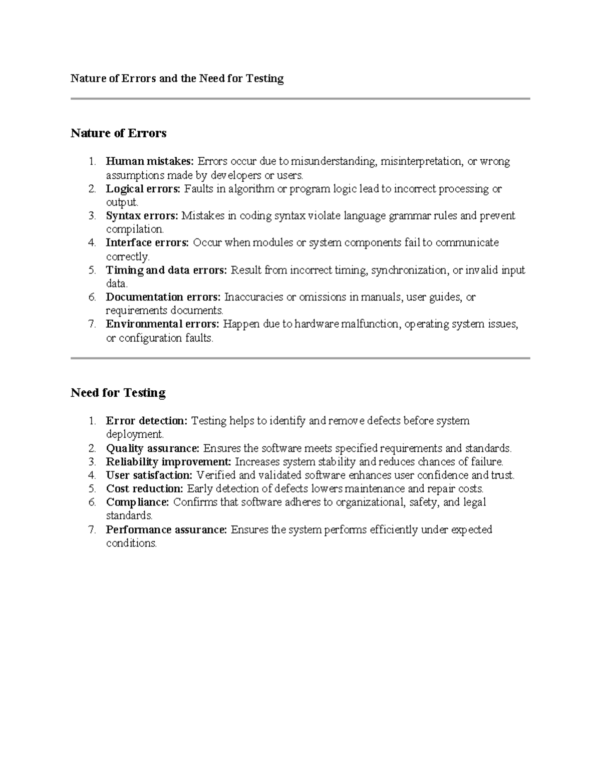 STQA UNIT 1 - Nature of Errors and Testing Essentials - Studocu