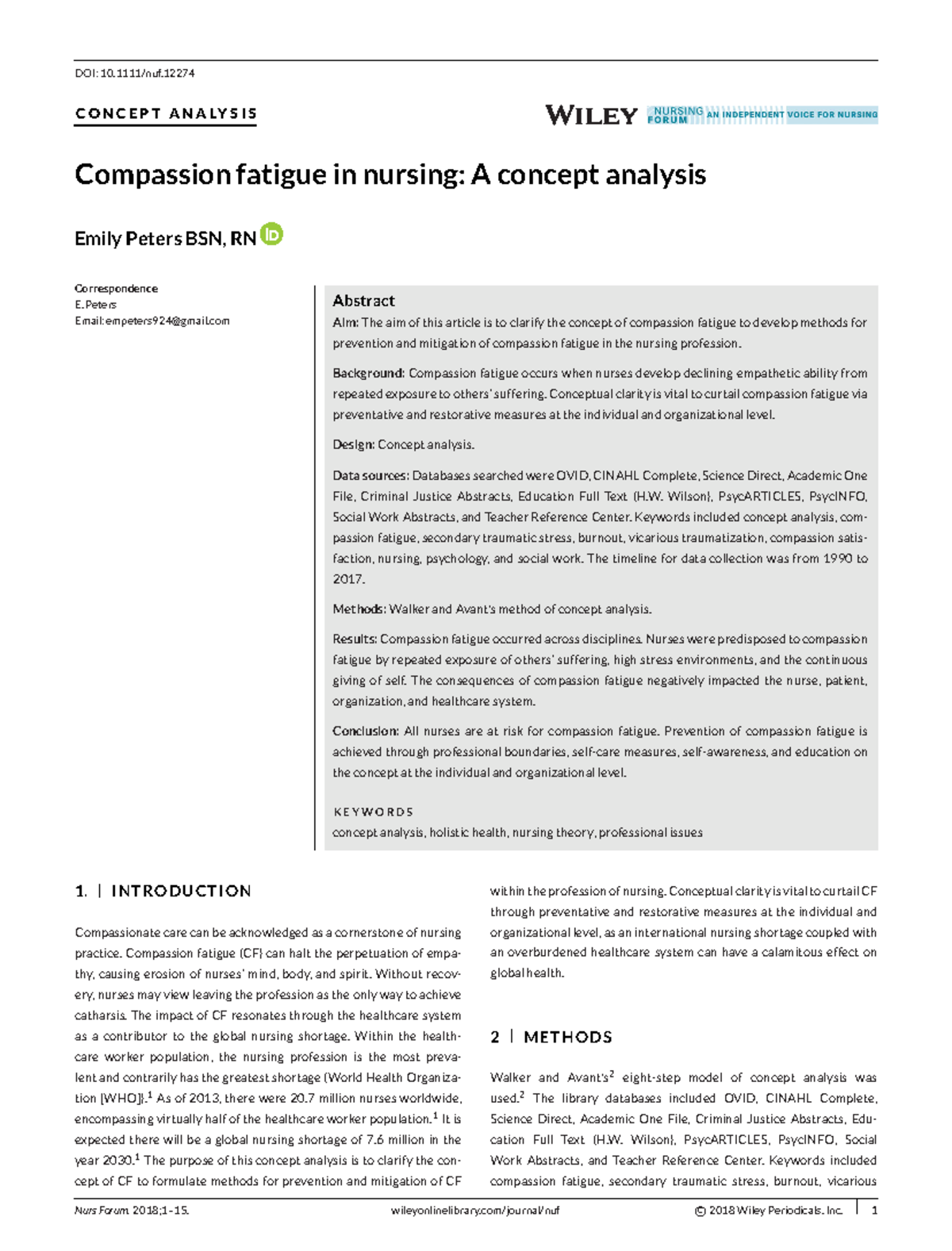 Understanding and Mitigating Compassion Fatigue in Nursing: A Concept ...