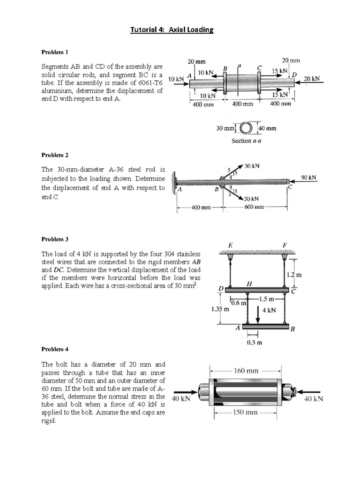 Axial Loading Tutorial (Load, Temp, and Stress Factors) - 6061-T6 - Studocu