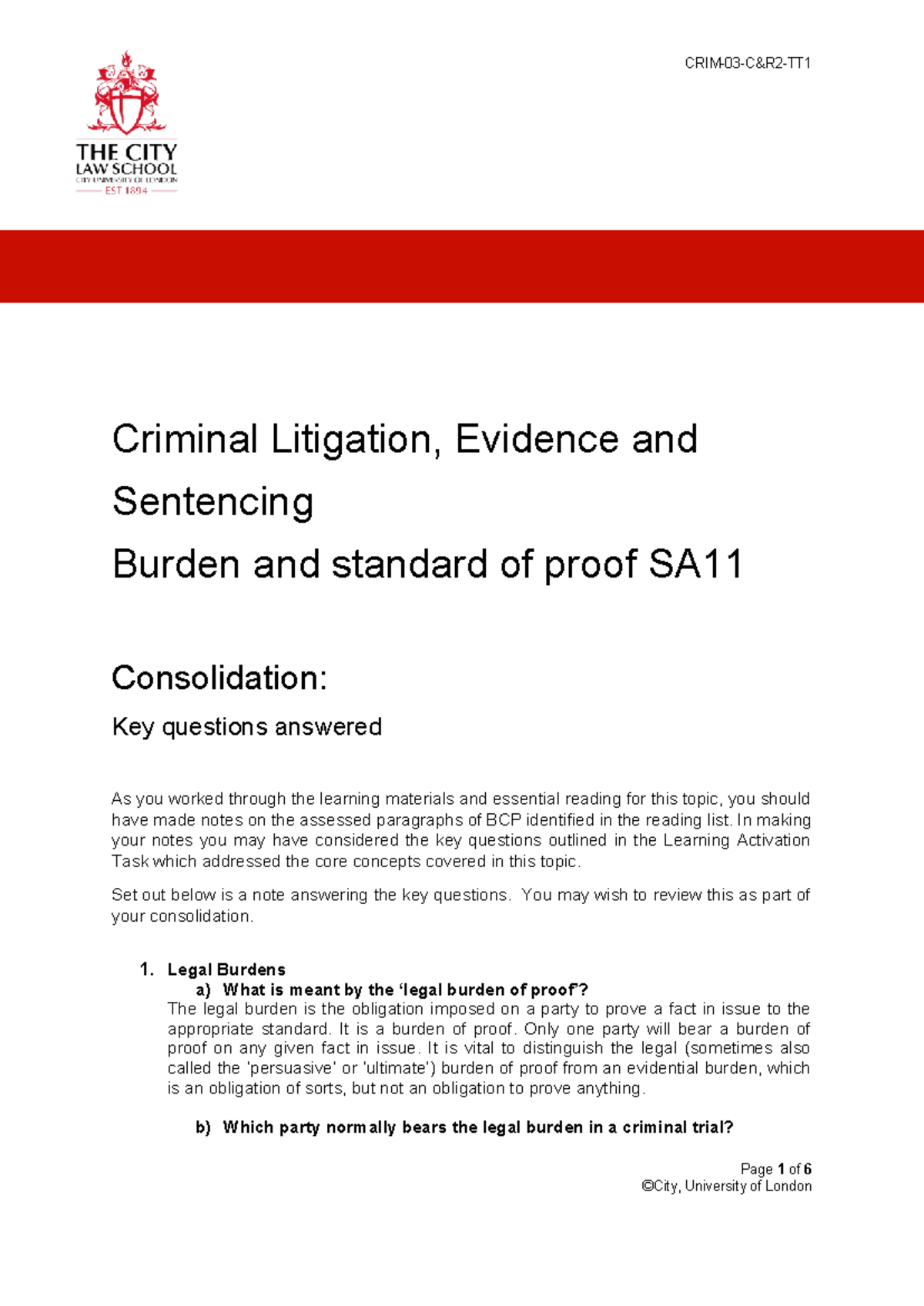 Understanding the Burden of Proof in Criminal Litigation (LAW 101 ...