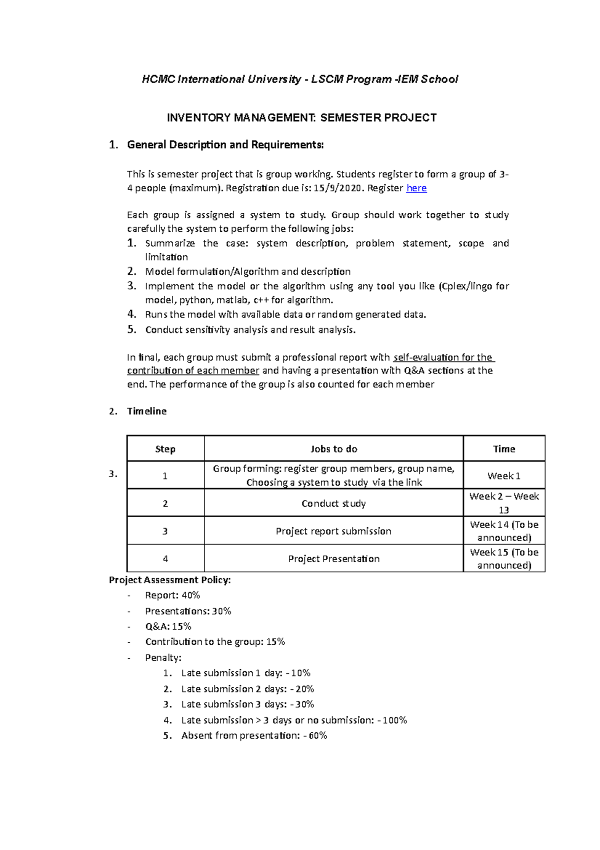Inventory- Semester Project - HCMC International University - LSCM ...