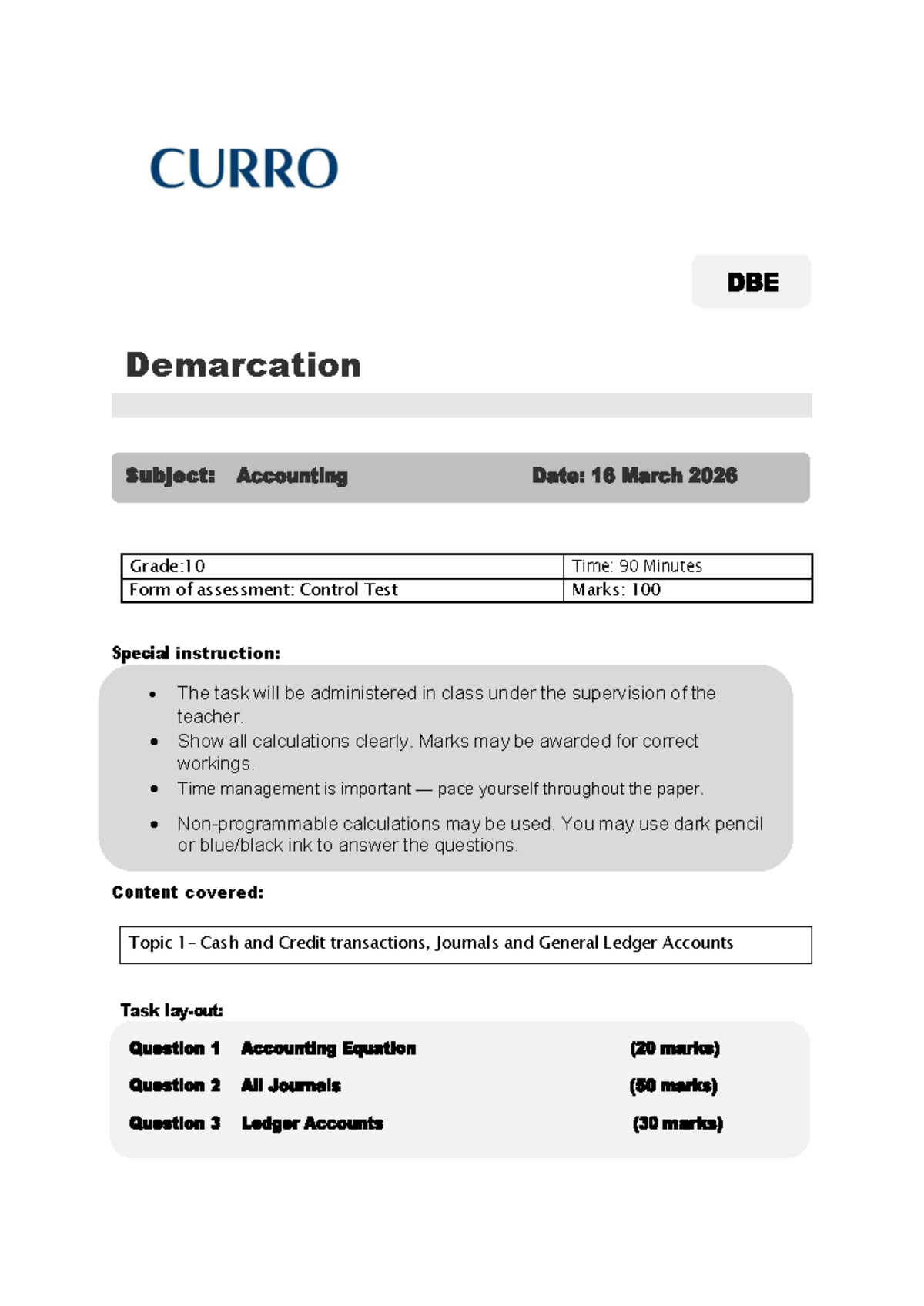 10 ACC DBE Cycle TEST 2026 Demarcation - Demarcation Grade:1 0 Time: 9 ...