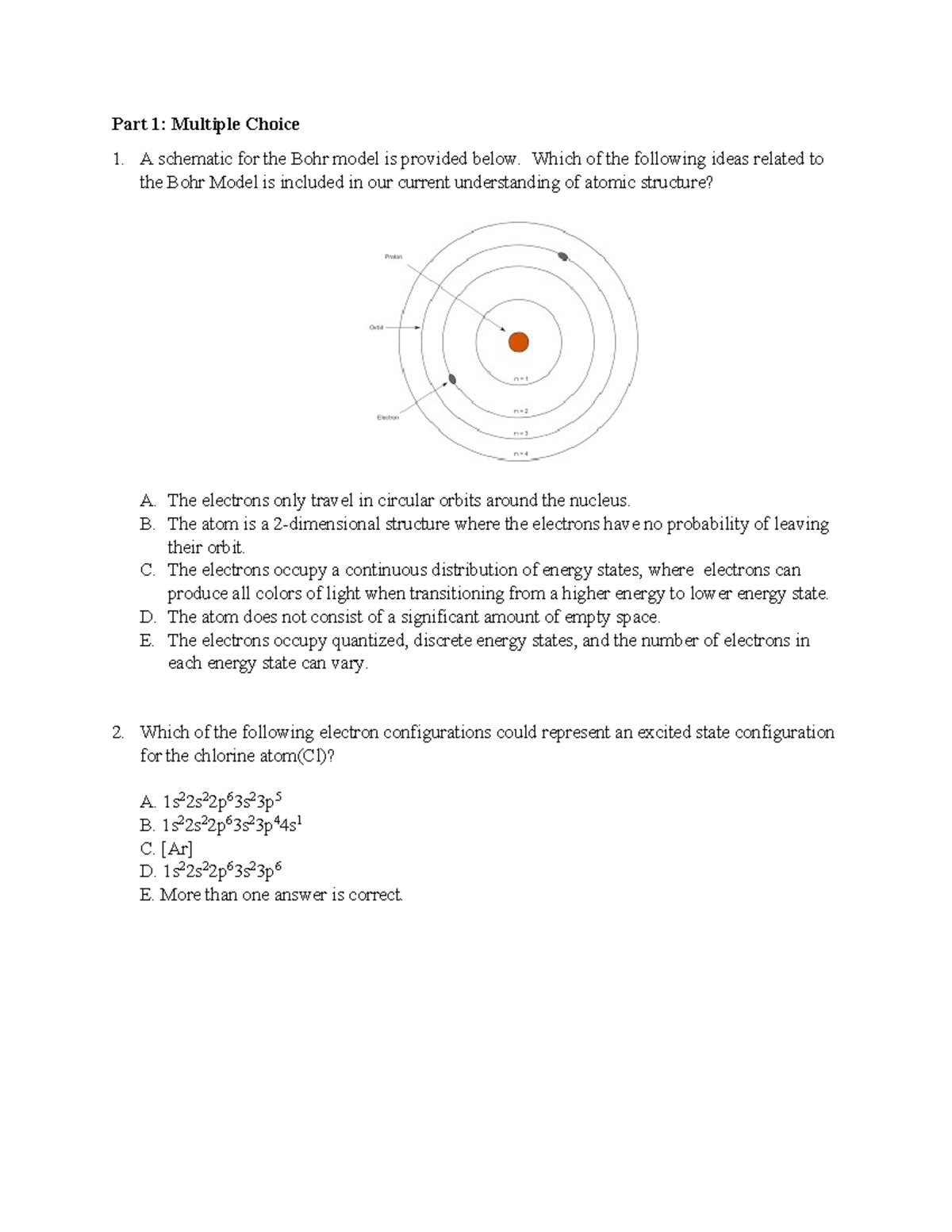 Chemistry 101 Hour Exam Fall 2023: Practice Exam Part 1 & 2 - Studocu