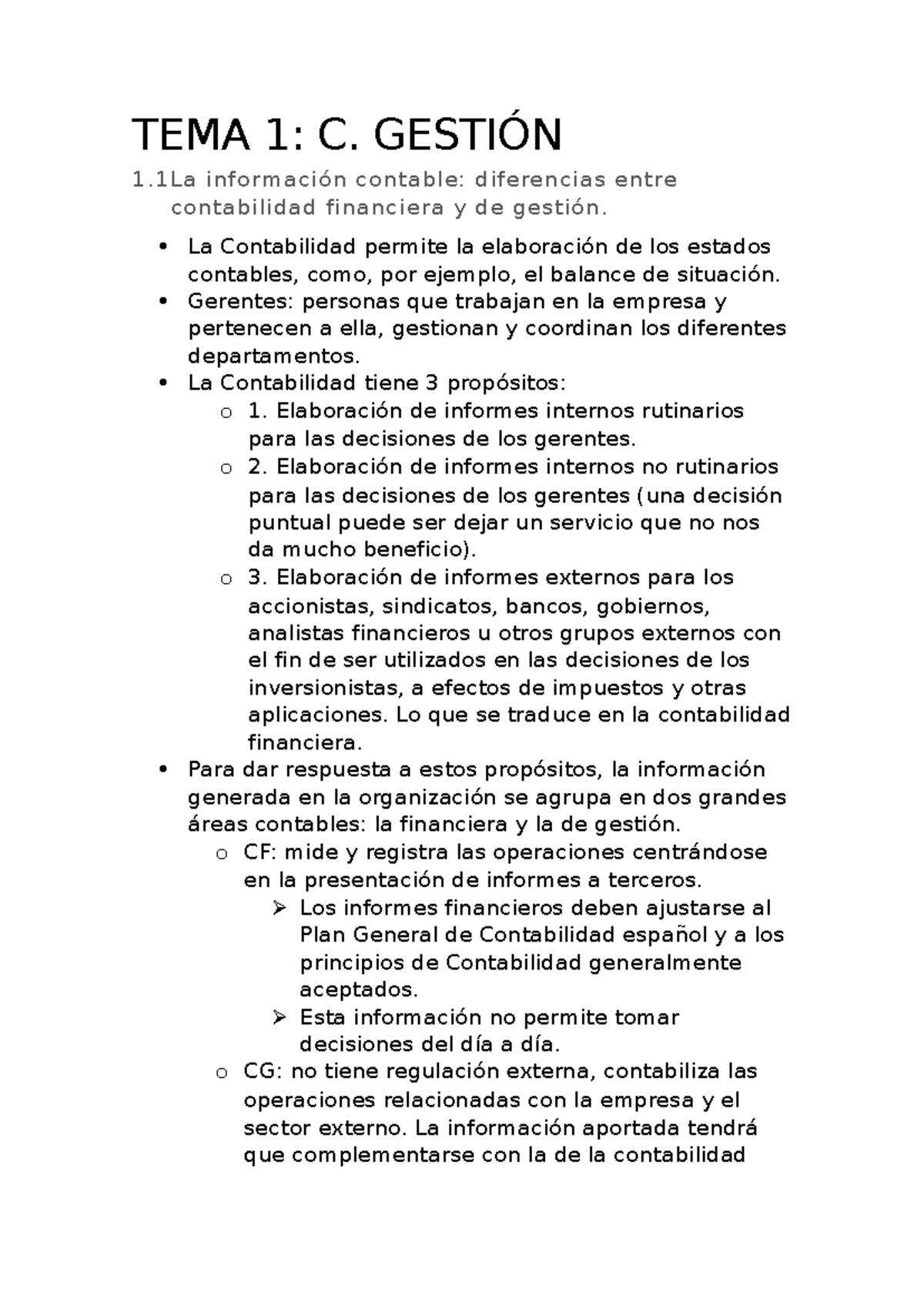 Notas TEMA 1: Diferencias entre Contabilidad Financiera y de Gestión ...