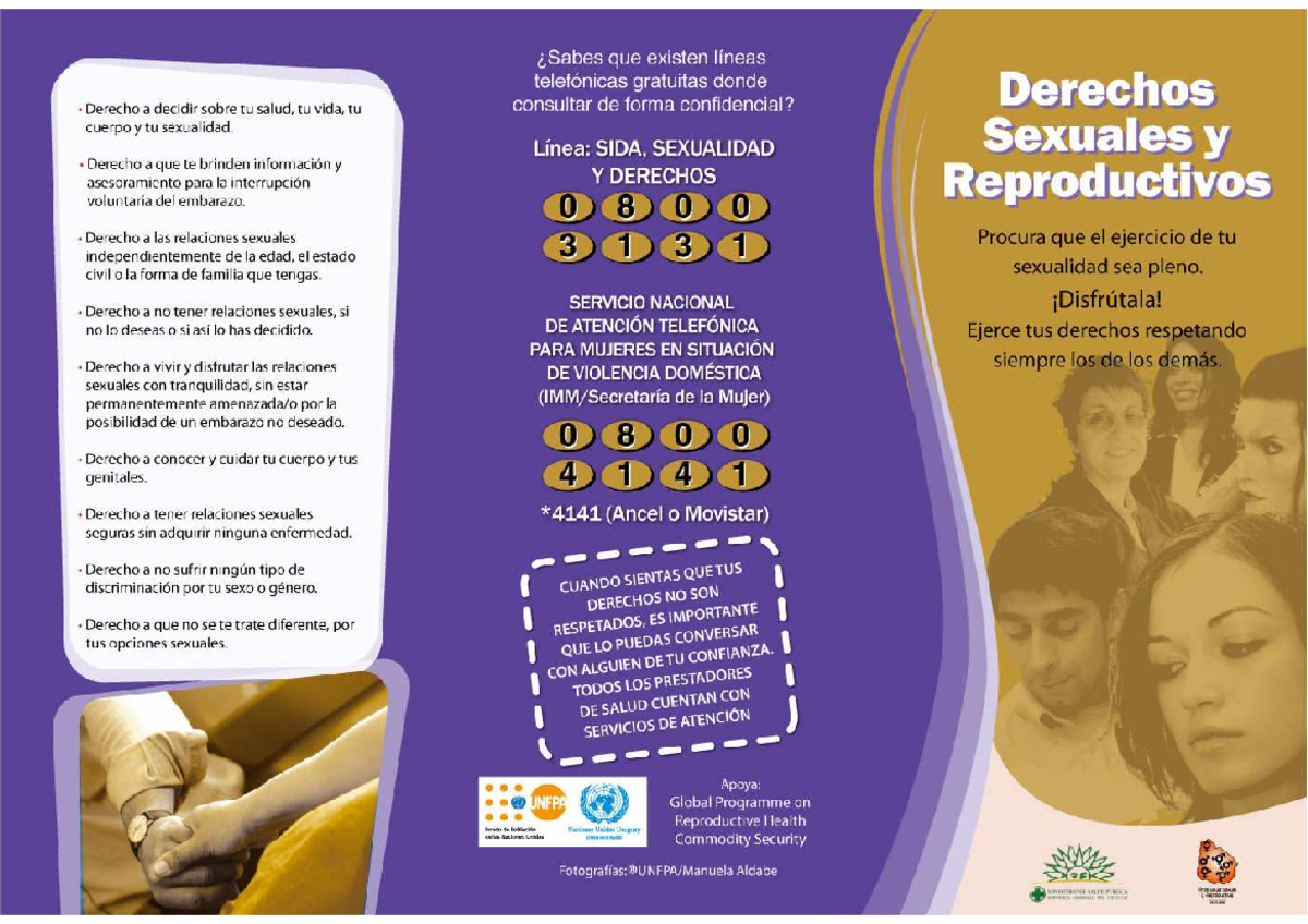 Tríptico sobre Derechos Sexuales y Reproductivos en la Sociedad - Studocu